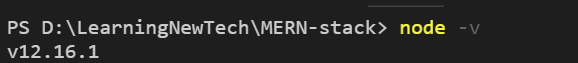 MERN stack nodejs version check
