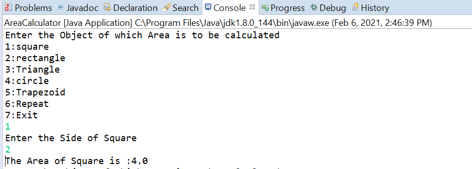 Write a Program to Calculate Areas in Java.