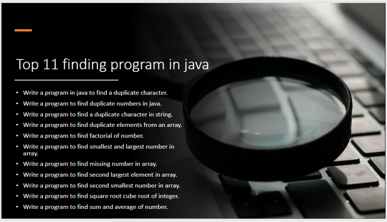 Top 11 program in java to find things Top 11 program in java to find things